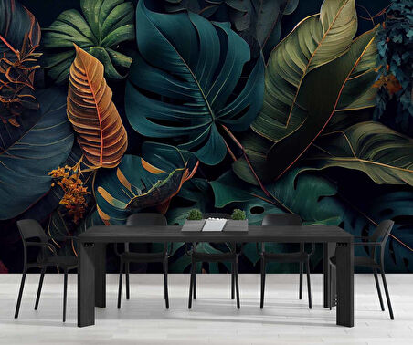 Botanik bahçe yaprak temalı Duvar Kağıdı Baskı