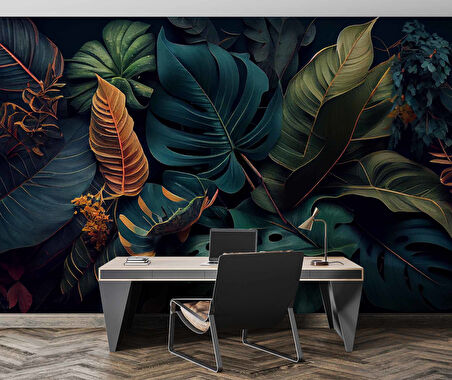 Botanik bahçe yaprak temalı Duvar Kağıdı Baskı