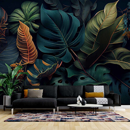 Botanik bahçe yaprak temalı Duvar Kağıdı Baskı