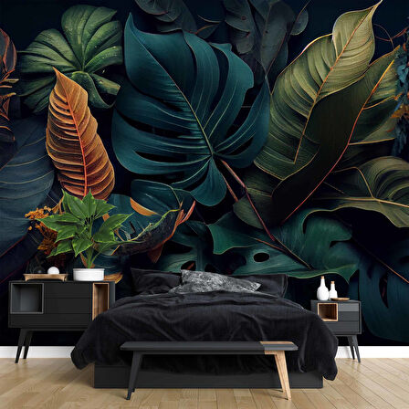 Botanik bahçe yaprak temalı Duvar Kağıdı Baskı