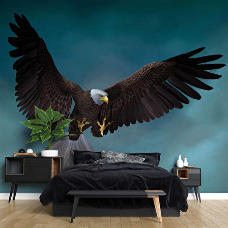 Kanatları Açık Kartal Temalı Duvar Kağıdı Baskı