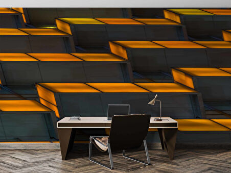 Gölgeli Geometrik Şekilli Duvar Kağıdı Baskı