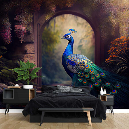 Tavus Kuşu Temalı Duvar Kağıdı Baskı