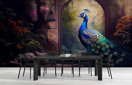 Tavus Kuşu Temalı Duvar Kağıdı Baskı