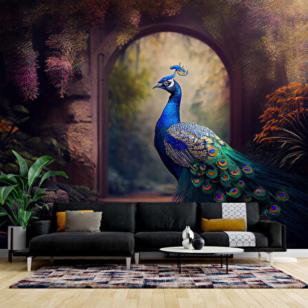 Tavus Kuşu Temalı Duvar Kağıdı Baskı