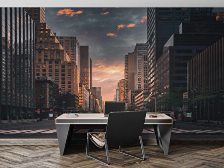 Sokak ve Yaya geçiti Temalı Duvar Kağıdı Baskı