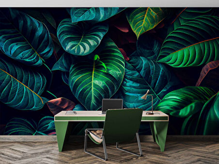 Yaprak Botanik Bahçe Duvar Kağıdı Baskı