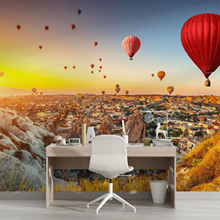 Kapadokya Sıcak Hava Balon Manzaralı Duvar Kağıdı Baskı