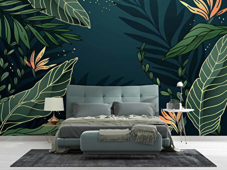 Yaprak Desenli Duvar Kağıdı Baskı