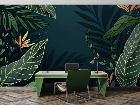 Yaprak Desenli Duvar Kağıdı Baskı