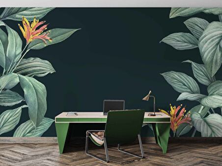 Yeşil Yaprak Görünümlü Duvar Kağıdı Baskı