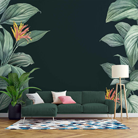 Yeşil Yaprak Görünümlü Duvar Kağıdı Baskı