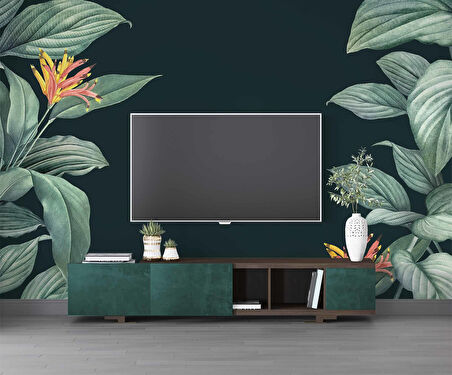 Yeşil Yaprak Görünümlü Duvar Kağıdı Baskı