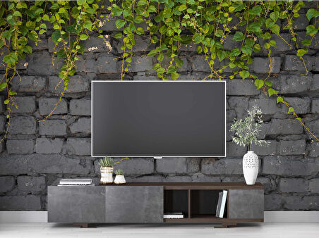 Gri Tuğla Duvar ve Sarmaşık Duvar Kağıdı