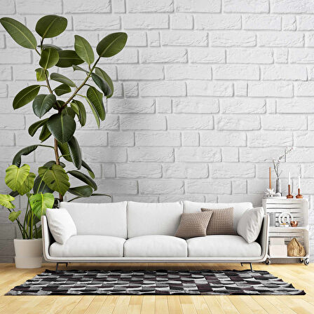 Beyaz Tuğla Zeminli Yaprak Temalı Duvar Kağıdı