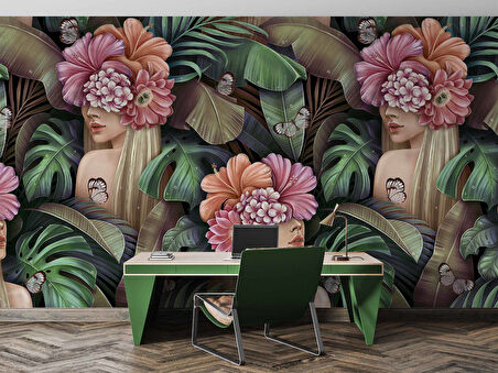 Çiçek ve Kelebek Temalı Duvar Kağıdı