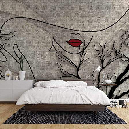 Kadın Suliyetli Kumaş Motif Temalı Duvar Kağıdı