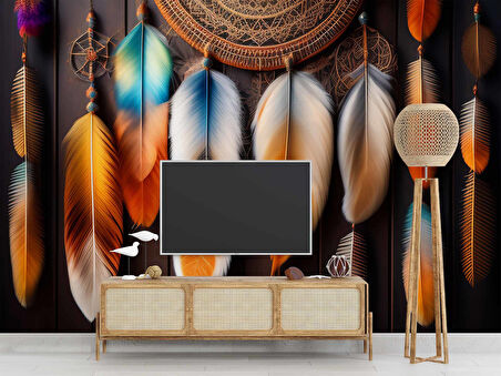 Renkli Sarkan Tüy Temalı Duvar Kağıdı