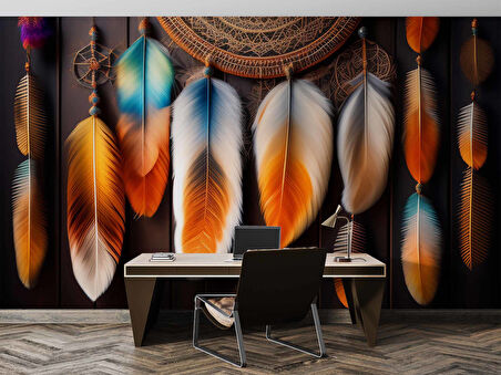 Renkli Sarkan Tüy Temalı Duvar Kağıdı