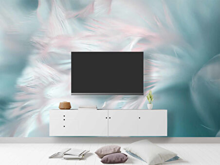 Pembe Mavi Tüy Temalı Duvar Kağıdı