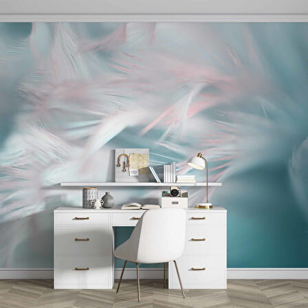 Pembe Mavi Tüy Temalı Duvar Kağıdı