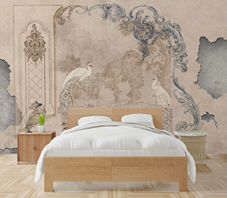 Nostaljik Tavuskuşu Temalı Duvar Kağıdı