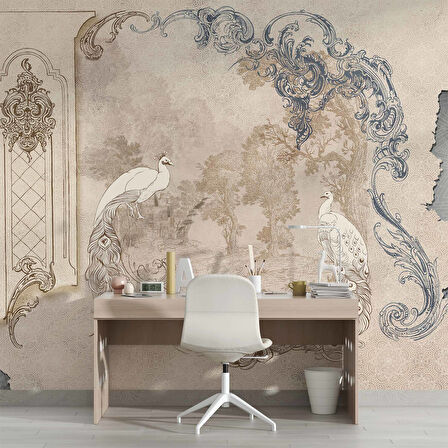 Nostaljik Tavuskuşu Temalı Duvar Kağıdı