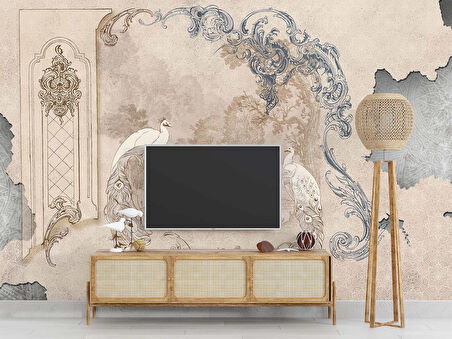 Nostaljik Tavuskuşu Temalı Duvar Kağıdı