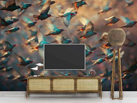 Kuş Sürüsü Temalı Duvar Kağıdı