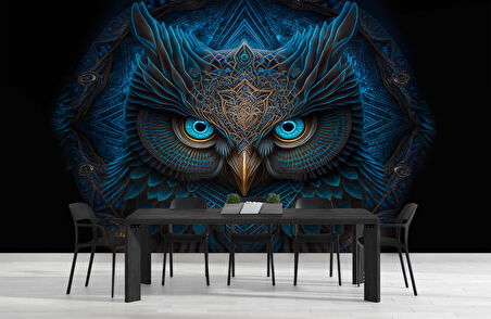 Mavi Baykuş Temalı Duvar Kağıtları