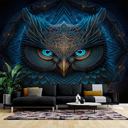 Mavi Baykuş Temalı Duvar Kağıtları