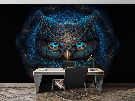 Mavi Baykuş Temalı Duvar Kağıtları
