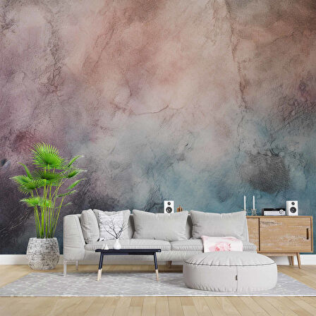 Eskitme Mavi Pembe Duvar Dokulu Duvar Kağıdı Baskı