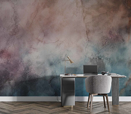 Eskitme Mavi Pembe Duvar Dokulu Duvar Kağıdı Baskı