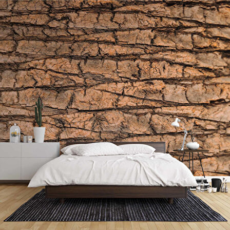 3 Boyutlu Ağaç Kabuğu Temalı Duvar Kağıdı Baskı