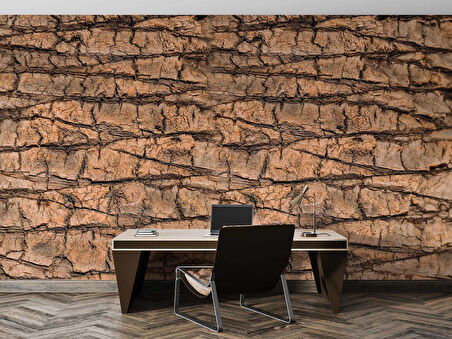 3 Boyutlu Ağaç Kabuğu Temalı Duvar Kağıdı Baskı