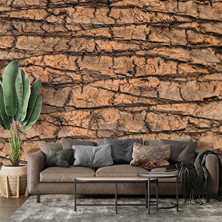 3 Boyutlu Ağaç Kabuğu Temalı Duvar Kağıdı Baskı