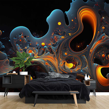 Renkli Sanatsal Çizim Temalı Duvar Kağıdı Baskı