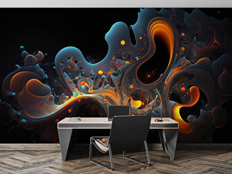 Renkli Sanatsal Çizim Temalı Duvar Kağıdı Baskı