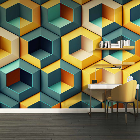 3 Boyutlu Mozaik Temalı Duvar Kağıdı Baskı