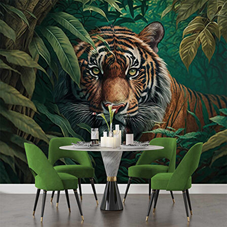 Kaplan ve Yaprak Temalı Duvar Kağıdı