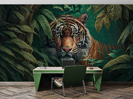 Kaplan ve Yaprak Temalı Duvar Kağıdı