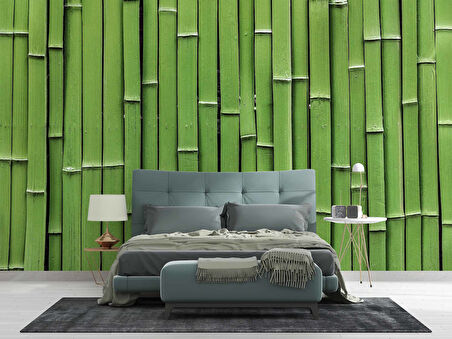 3 Boyutlu Yeşil Bambu Temalı Duvar Kağıdı