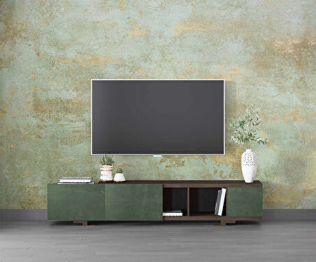 Eskitme Yeşil Duvar Temalı Duvar Kağıdı