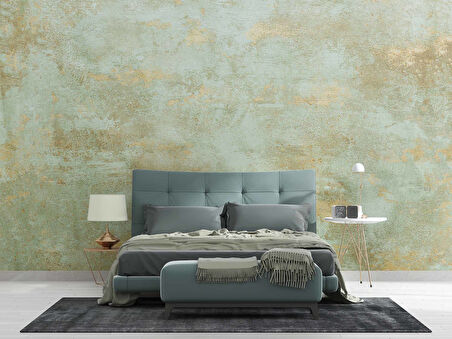 Eskitme Yeşil Duvar Temalı Duvar Kağıdı