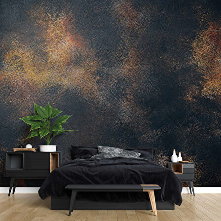 3 Boyutlu Siyah Altın Duvar Dokusu Duvar Kağıdı