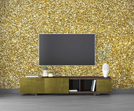 3 Boyutlu Altın Sim Görünümlü Duvar Kağıdı