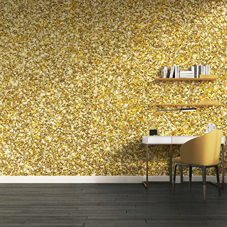 3 Boyutlu Altın Sim Görünümlü Duvar Kağıdı