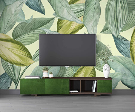 Sanatsal Yaprak Temalı Duvar Kağıdı