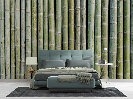 3 Boyutlu Bambu Duvar Temalı Duvar Kağıdı